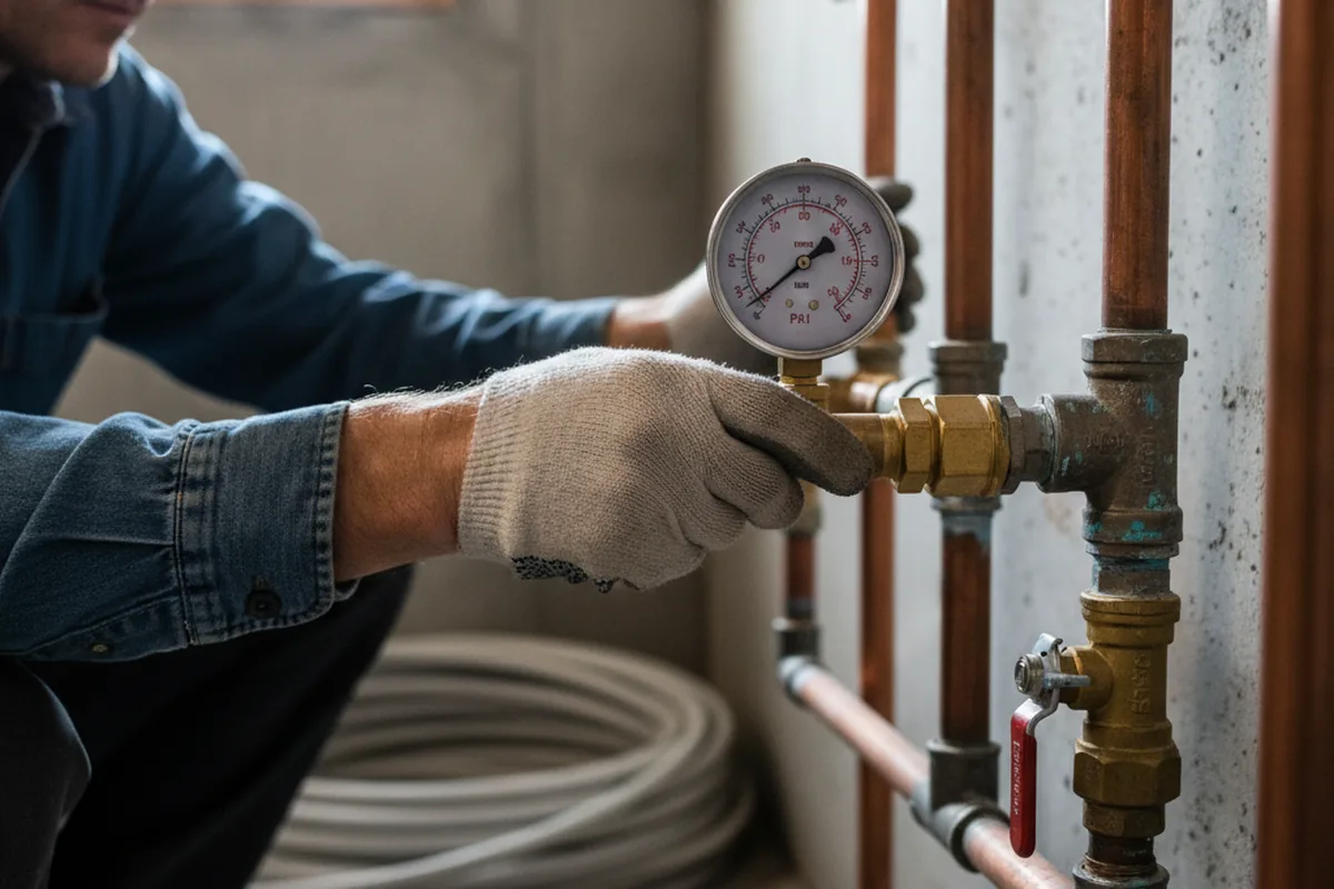 Pressure testing a repaired line during Water Line Repair in Beardsley